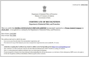 DPIIT #StartupIndia Recognition (2018) 