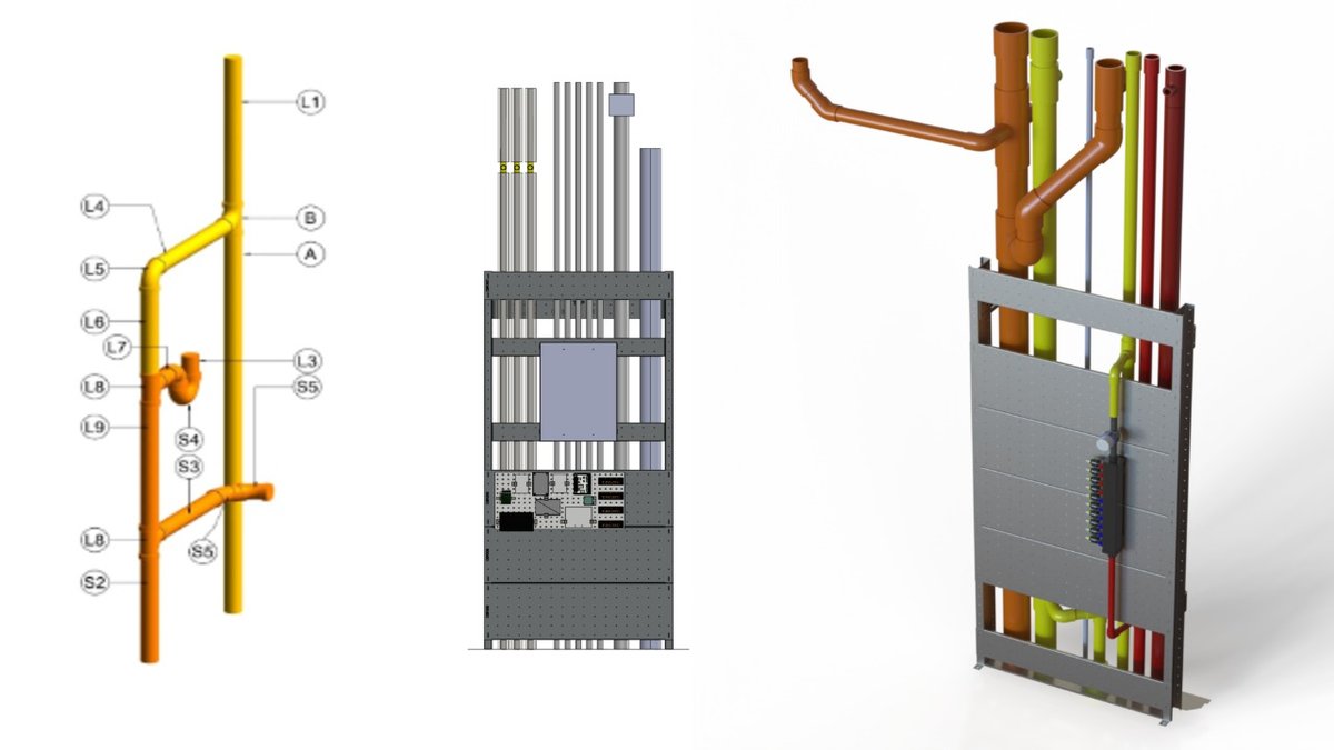 Prefabricated riser design for a tall building.