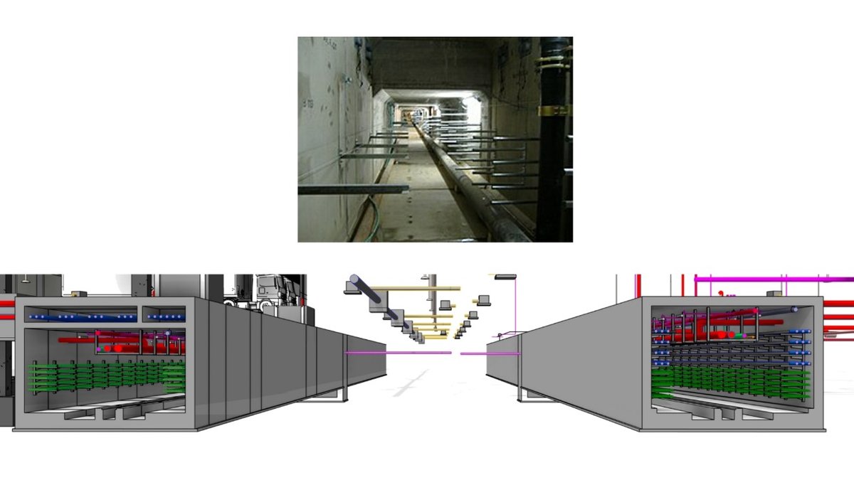Underground utility corridor for a data centre complex.